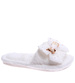 Pluszowe białe kapcie damskie z kokardą otwarte /B3-1 16967 T281/