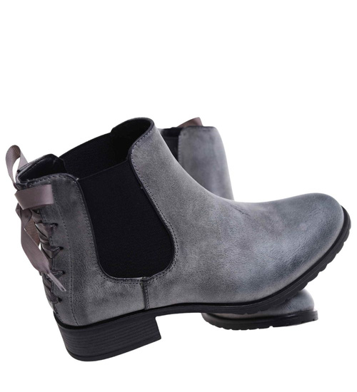 Wsuwane szare botki damskie /E3-3 18310 T300/