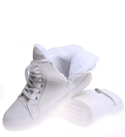 Zimowe białe trampki z wiązaniami /A9-3 15236 T592/