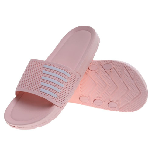 Klapki damskie na basen wodoodporne różowe ażurowe /G6-1 18641 T187/