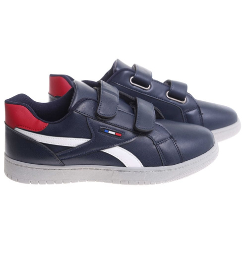 Wygodne granatowe trampki męskie na rzepy /A9-1 17779 T287/