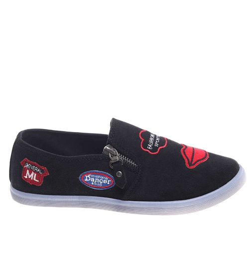 Zamszowe trampki slip on z ustami /E10-3 8422 S192/