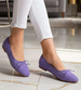 Zamszowe fioletowe baleriny damskie z kokardą /F7-2 17542 G130/