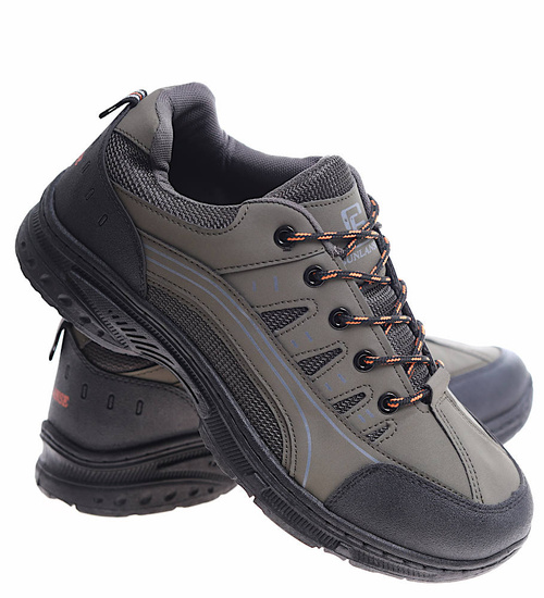 Sznurowane męskie buty trekkingowe Zielone /D2-1 10394 S393/