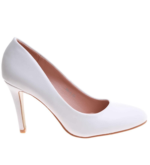 Białe czółenka damskie na szpilce /D3-3 17484 G157/