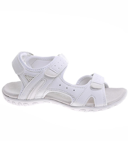Białe sportowe sandały damskie na płaskim obcasie /E9-3 16467 T346/