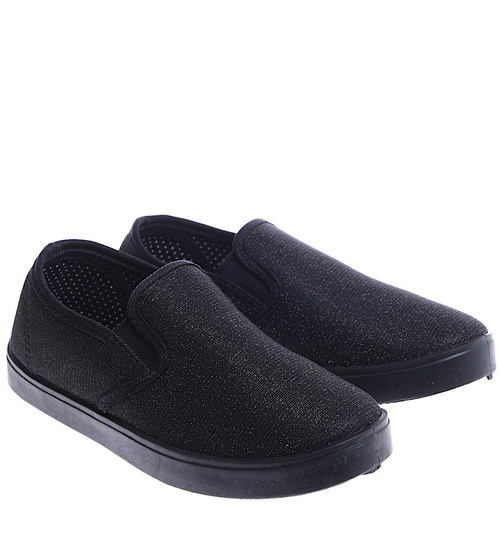 Wsuwane czarne dziewczęce tenisówki slip on /G11-2 14828 T116/