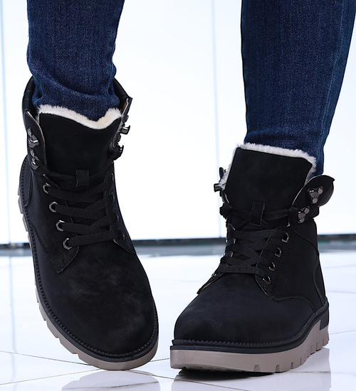 Ocieplane czarne trapery damskie /G4-3 15029 T338/