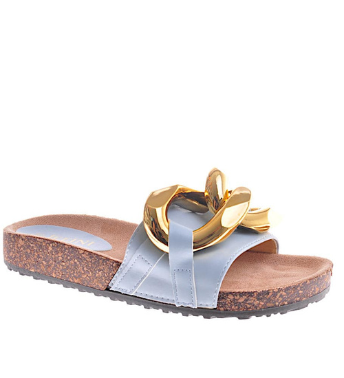 Niebieskie damskie klapki  /G12-2 12068 T296/