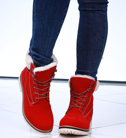 Ocieplane czerwone trapery damskie /C3-2 15009 T496/