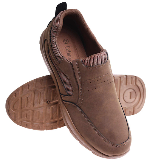 Wsuwane brązowe męskie buty sportowe /E8-3 17358 T484/