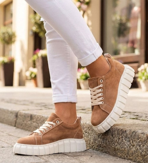 Sznurowane trampki damskie Camel /E2-2 12367 S496/