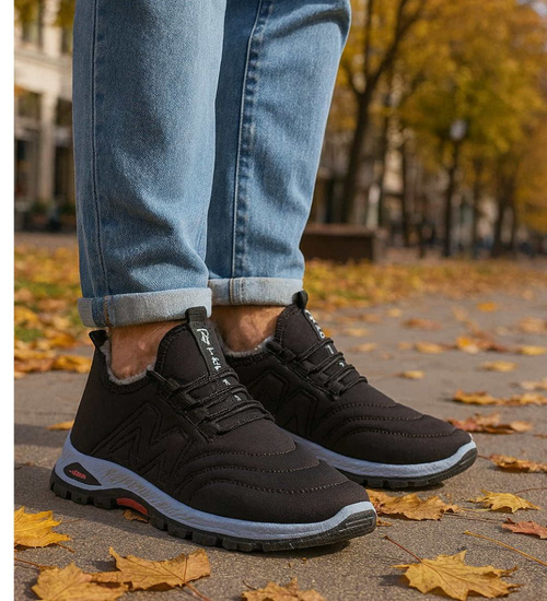 Czarne ocieplane buty sportowe męskie /J3-3 16928 T355/