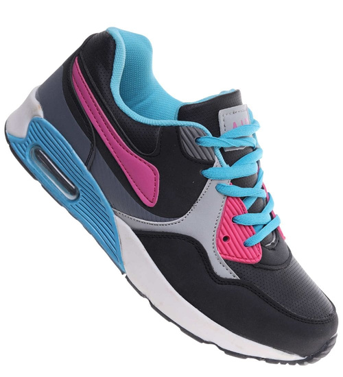 Sznurowane dziewczęce buty sportowe BL-Turq-Fuks /C1-2 18129 T292/