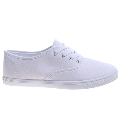 Białe klasyczne tenisówki z tkaniny /B4-2 17232 T223/