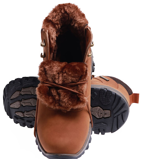 Camelowe buty trekkingowe z futerkiem /E3-3 15348 T631/