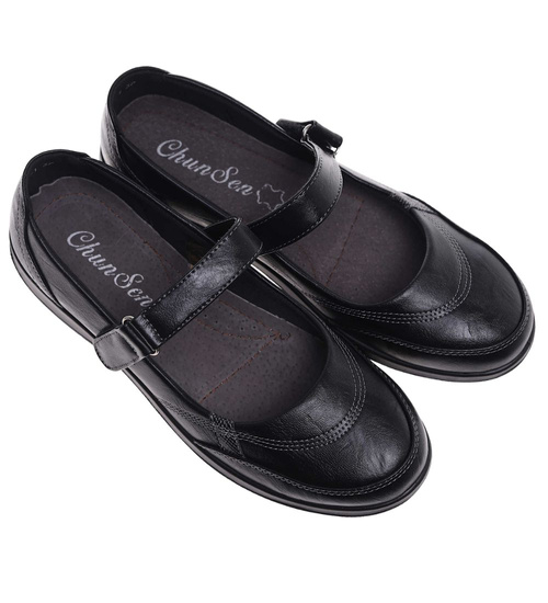 Czarne damskie półbuty na rzepy /G9-3 18703 T288/