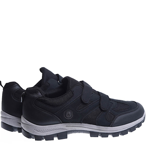 Męskie buty trekkingowe na rzepy Czarne /B6-1 12604 S491/