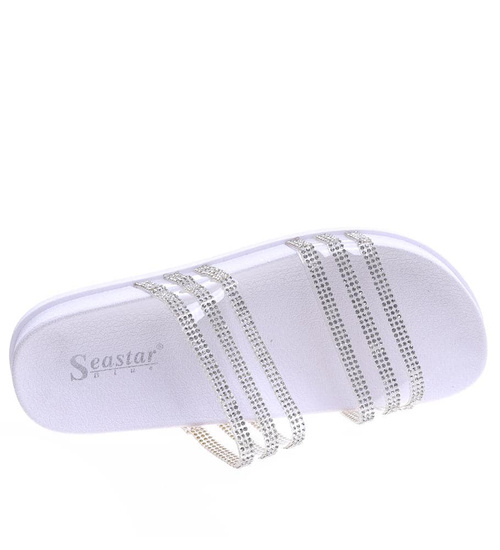 Białe basenowe wodoodporne klapki damskie /D7-2 14293 S038/