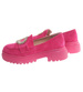 Fuksjowe półbuty loafersy damskie na platformie /I4-2 18622 W147/