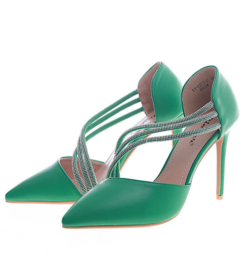 Zielone damskie szpilki czzółenka /G6-2 13281 T395/