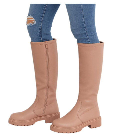 Kozaki damskie z suwakiem Khaki /A5-1 18153 T397/