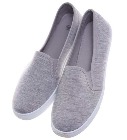 Szare wsuwane tenisówki damskie z tkaniny ost503