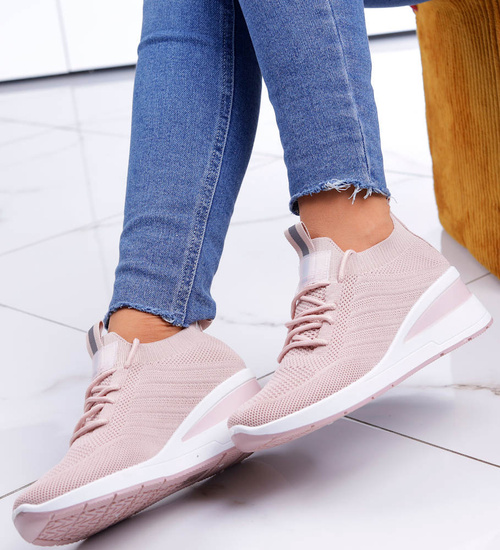 Różowe trampki sneakersy na koturnie /C2-3 13183 T395/