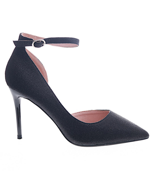 Czarne damskie szpilki czółenka /A3-2 13279 T391/