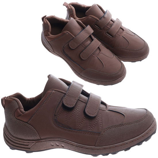 Męskie buty sportowe na rzepy Brązowe /E9-2 17375 T289/