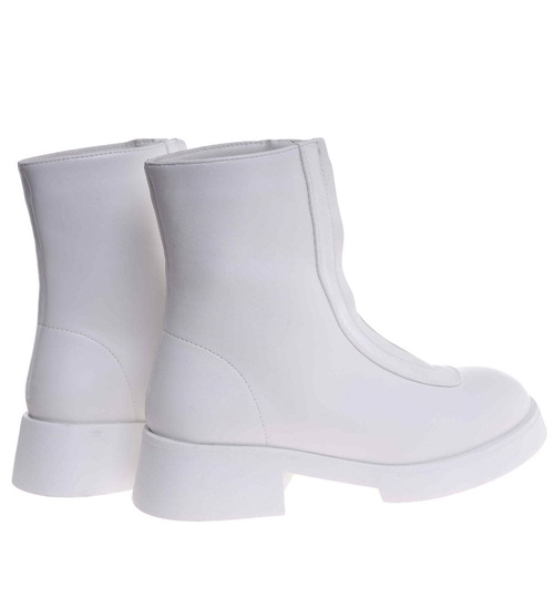 Białe botki damskie z suwakiem /B4-3 18603 T008/