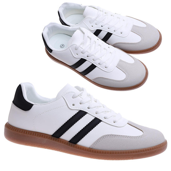 Sznurowane biało beżowe trampki męskie /E8-3 17248  T484/