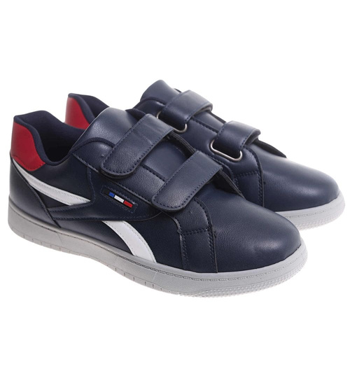 Wygodne granatowe trampki męskie na rzepy /A9-1 17779 T287/