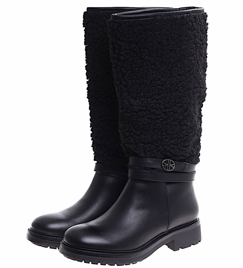 Czarne kozaki płaskie kozaki damskie /E9-1 16918 G285/