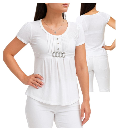 Biała koszulka bluzka damska z guziczkami /H2-K48 UB946 S0/