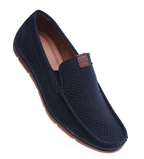 Męskie półbuty mokasyny Granatowe /B1-1 14213 S398/ Męskie półbuty mokasyny Granatowe /B1-1 14213 S398/