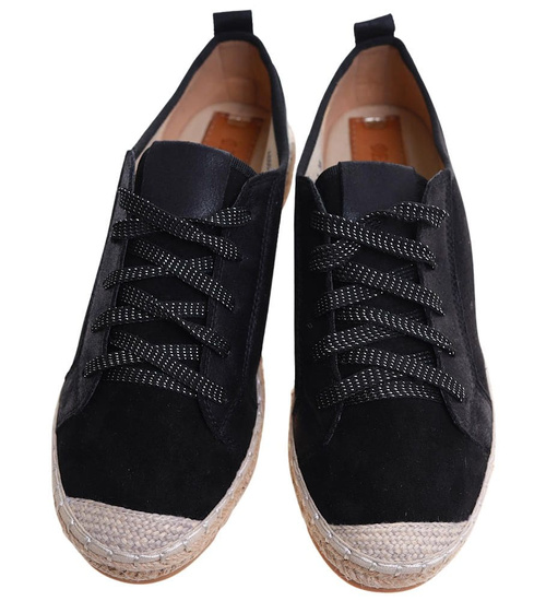 Czarne półbuty espadryle na platformie /H2 17204 G185/