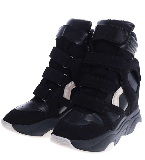 Czarne sneakersy na koturnie Seastar /G7-2 14896 T937/