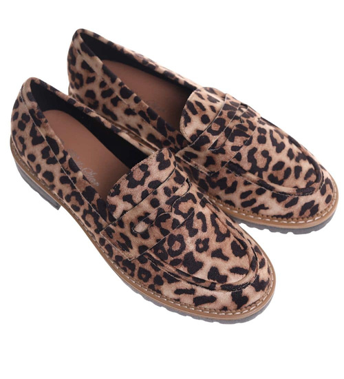 Półbuty damskie w panterkę /K3-2 18624 W147/