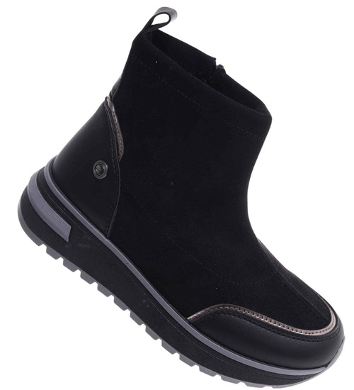 Sportowe botki damskie na zimę czarne /B4-1 18556 W205/