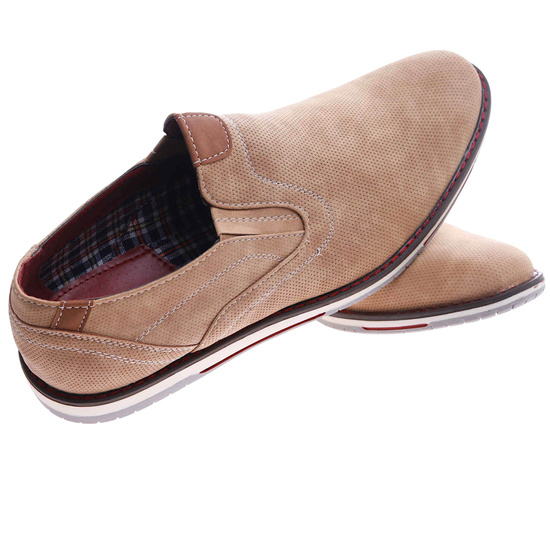 Wsuwane męskie beżowe półbuty /F1-2 17374 T346/