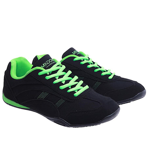 Zamszowe czarno zielone buty sportowe /A8-3 14732 S242/