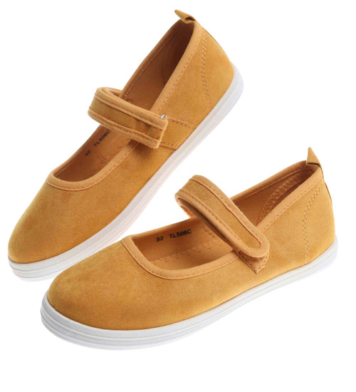 Wsuwane żółte dziewczęce tenisówki balerinki czeszki z paseczkiem /B5-1 17788 T124/