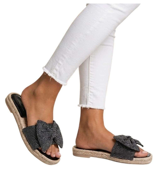 Czarne klapki dla dziewczynki kokarda /F8-1 14592 T198/