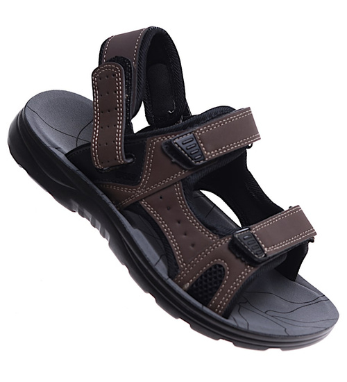 Brązowe chłopięce sandały na rzepy /A1-3 16592 T344/