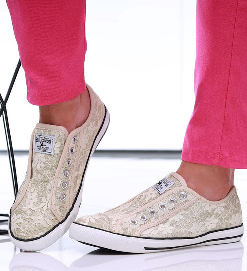 Wsuwane złote trampki damskie /E3-1 16495 G8-6/