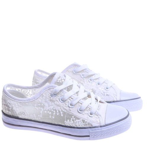 Ażurowe białe trampki dziewczęce /F7-2 17559 T141/