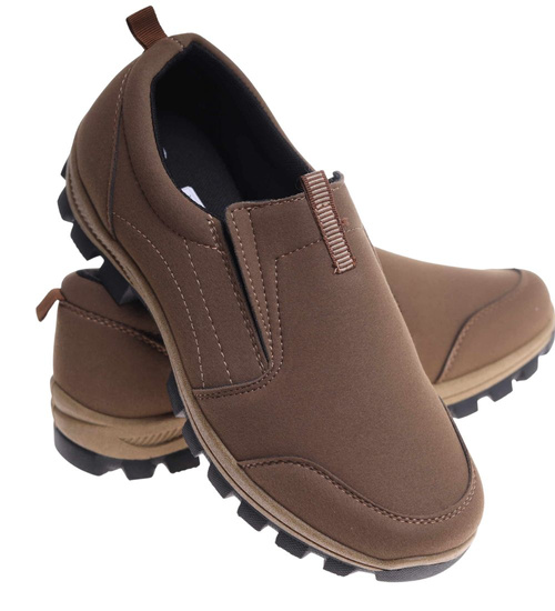 Wsuwane brązowe męskie buty sportowe /A8-3 18202 T386/