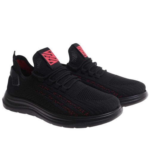 Wsuwane czarne sneakersy męskie /A9-3 18006 G389/