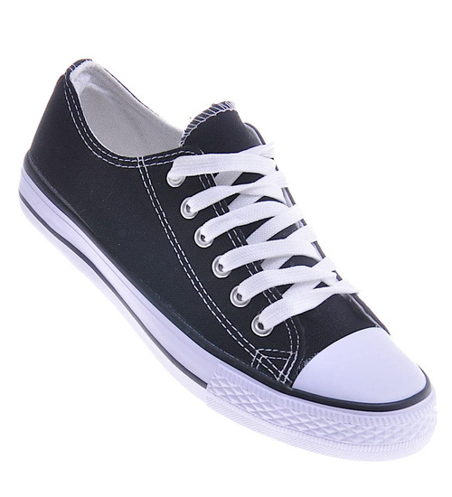 Trampki tekstylne sznurowane Czarne /F3-2 10507 S292/